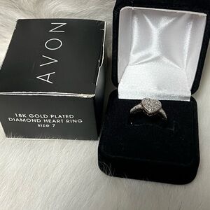 Avon Sterling silver with a  18K Gold Plate Diamond Heart Ring